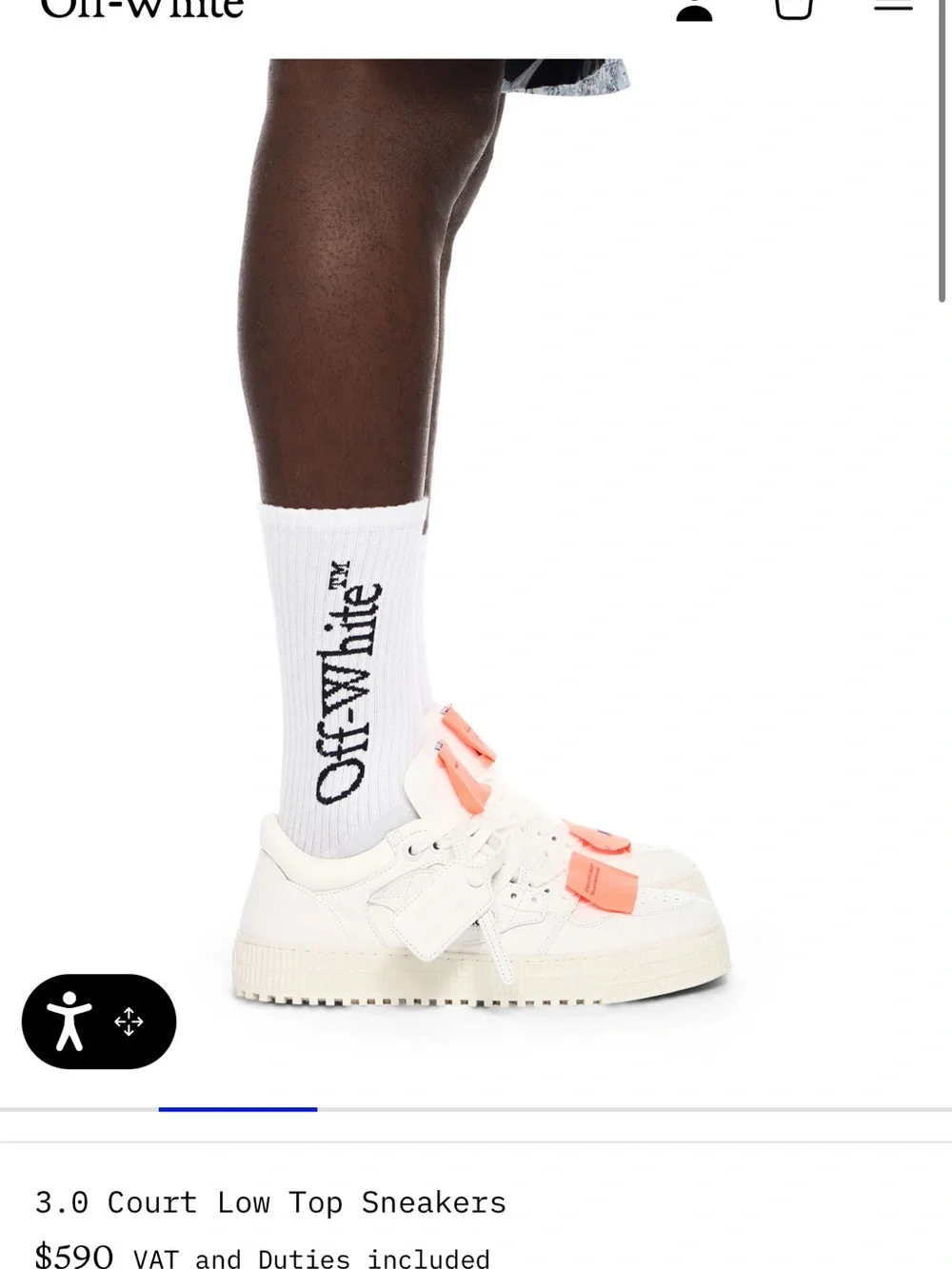 Off-White White MEN Leather Low-Top Sneakers with Orange Tags NEW US11